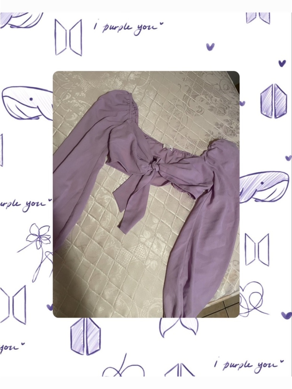 Better Be Lavender Crop Top with Elastic Neckline